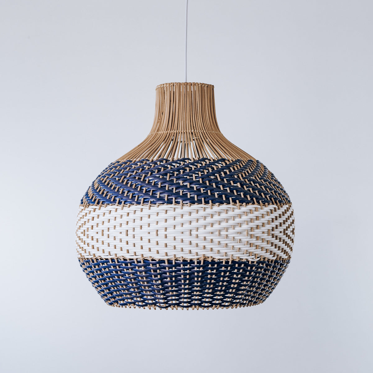 Bondi Rattan Pendant Light - White & Blue