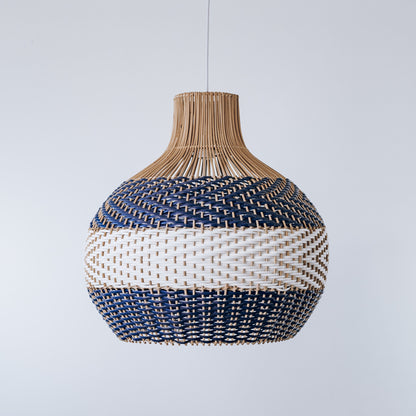 Bondi Rattan Pendant Light - White & Blue