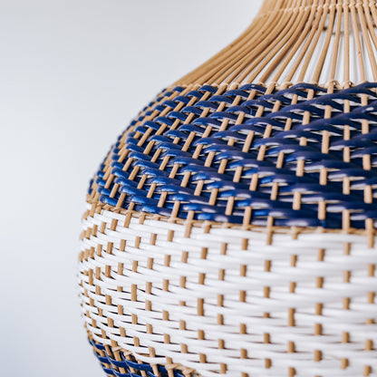 Bondi Rattan Pendant Light - White & Blue
