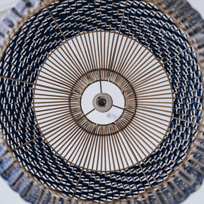 Bondi Rattan Pendant Light - White & Blue