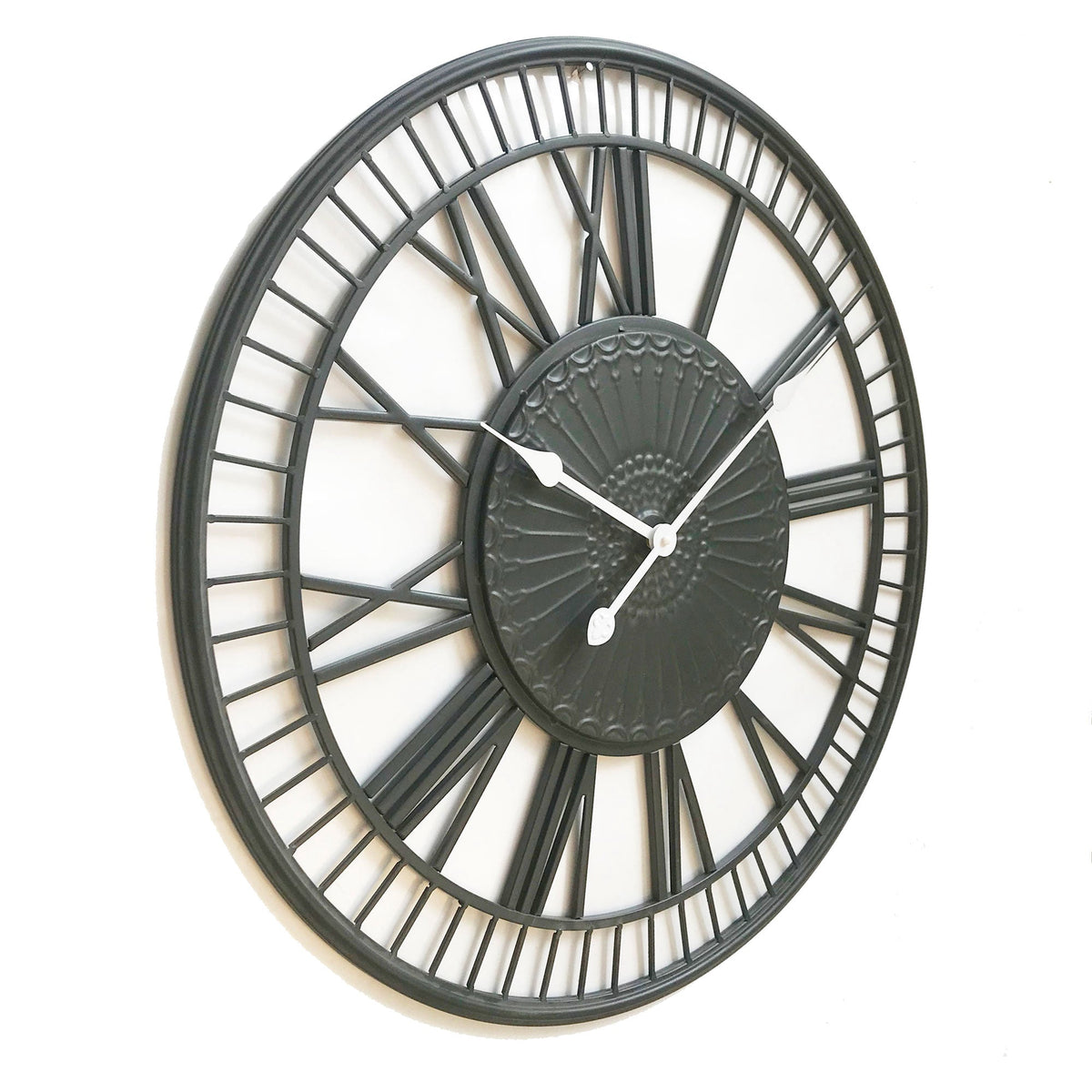 Large Metal Wall Clock - Tuscany - Charcoal