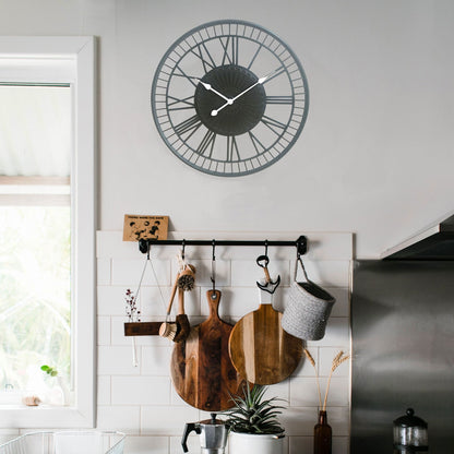 Large Metal Wall Clock - Tuscany - Charcoal