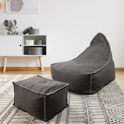Knox Bean Bag and Ottoman - Charcoal