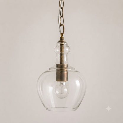 Valentine Glass Pendant Light - Antique Brass