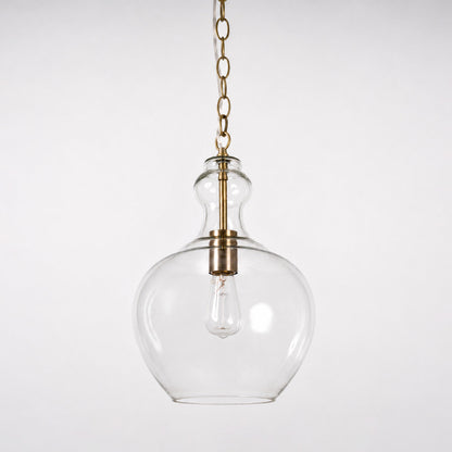 Valentine Glass Pendant Light - Antique Brass