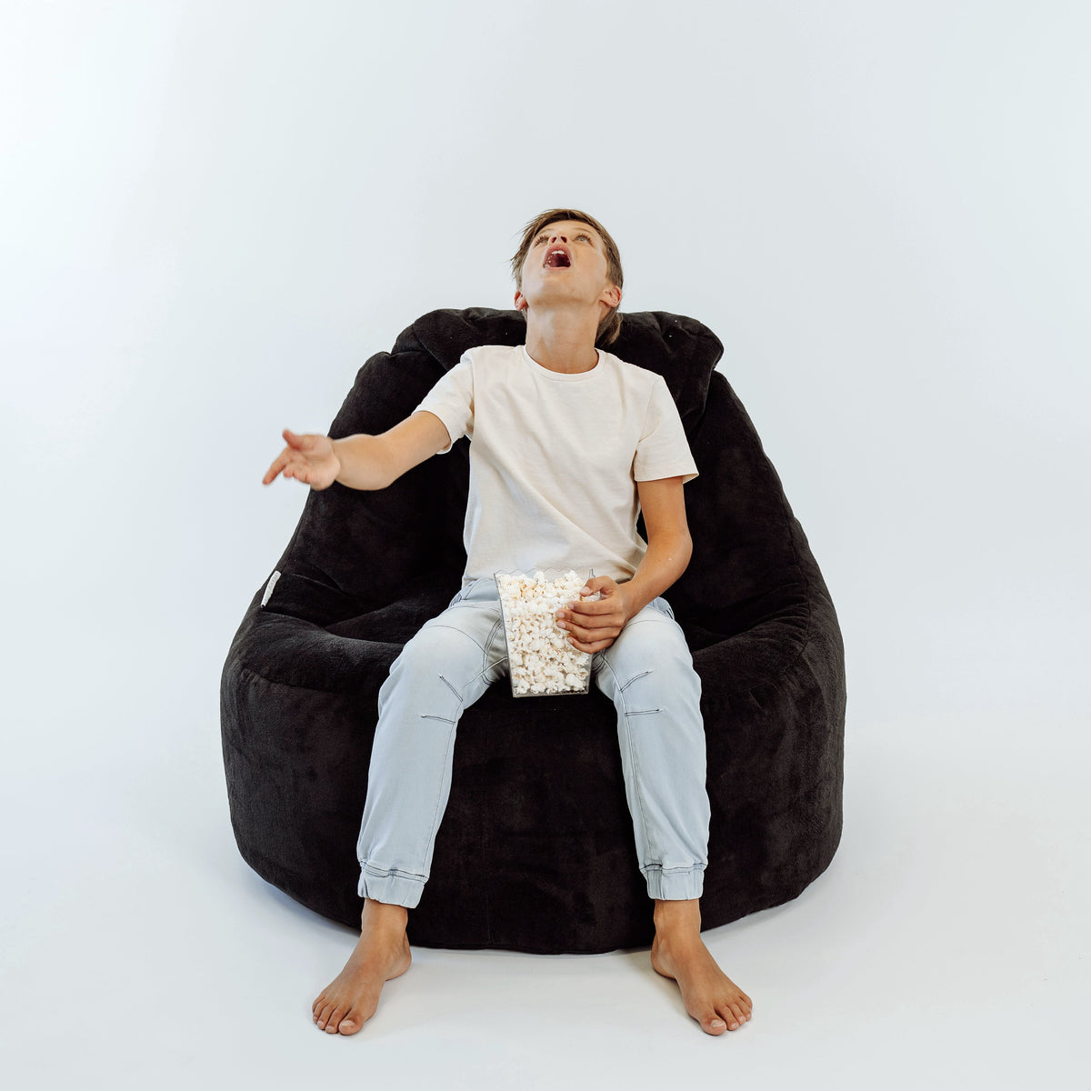 Lounger Plush Fur Bean Bag Chair Cover - Black