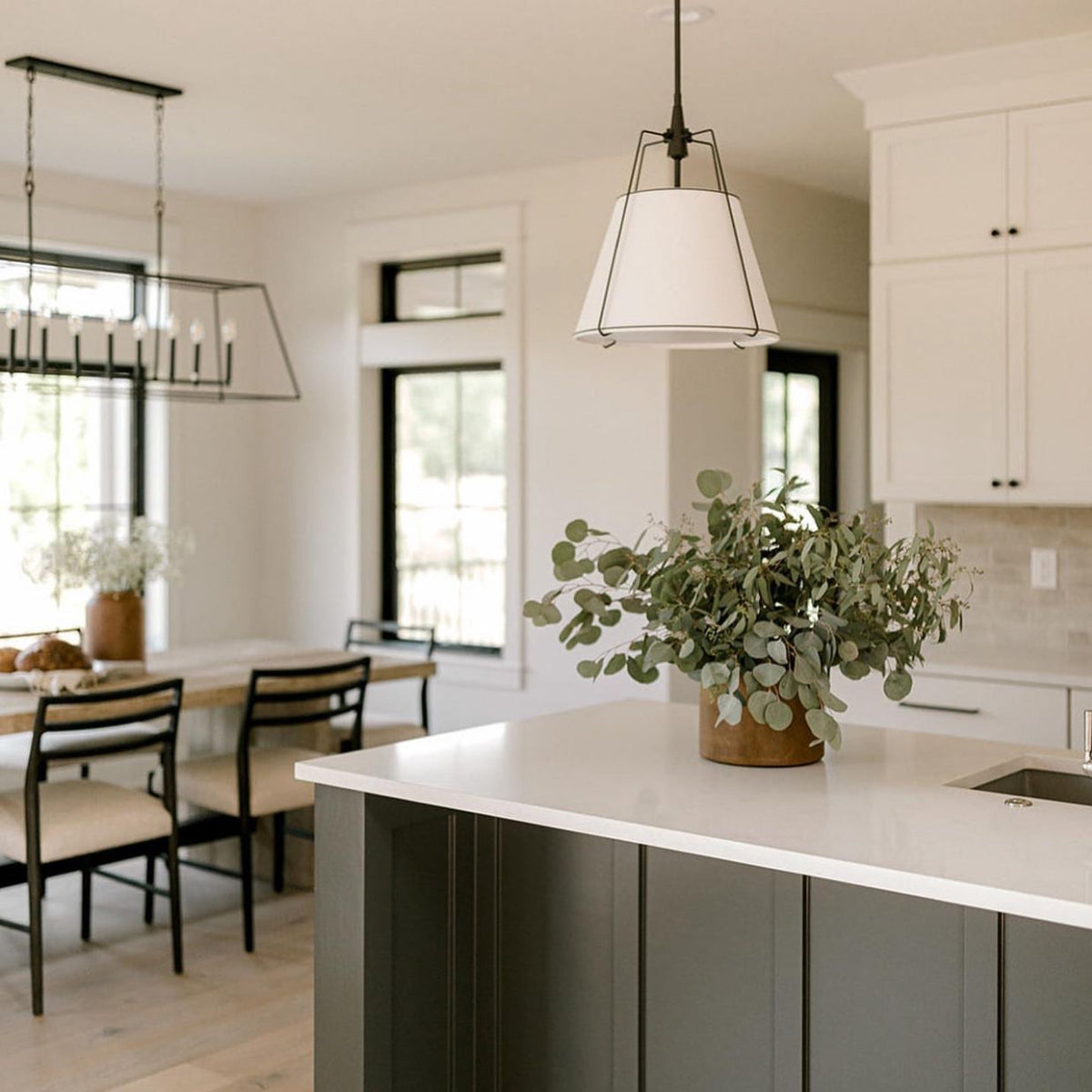 Jessie Pendant Light - White with Black Hardware