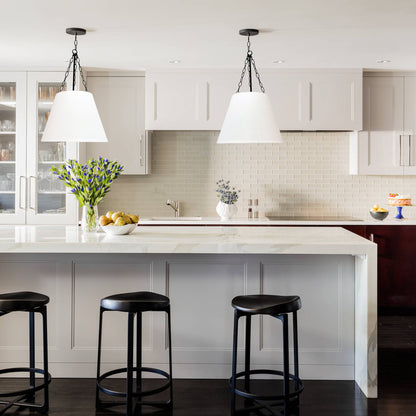 Chloe Pendant Light - White with Black Hardware