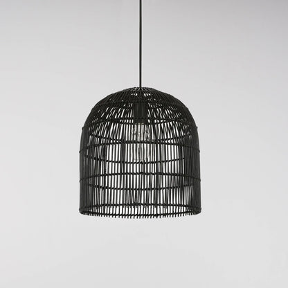 Siena Rattan Cane Wicker Pendant Light - Black