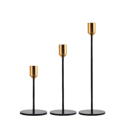 Candlestick Set 3pc - Black and Brass
