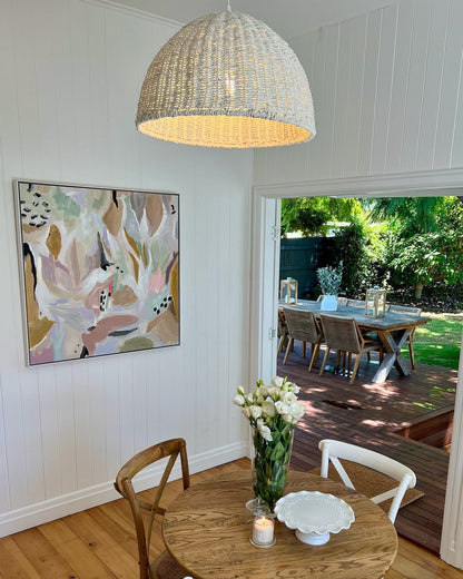 Villa Dome Rope Pendant Light - Whitewash
