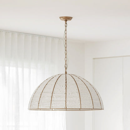 Estelle Beaded Dome Pendant Light - White/Gold