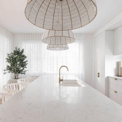 Estelle Beaded Dome Pendant Light - White/Gold