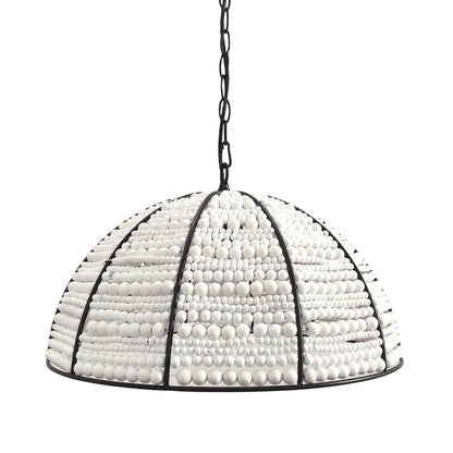 Estelle Beaded Dome Pendant Light - White/Matt Black