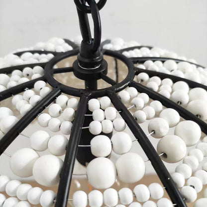 Estelle Beaded Dome Pendant Light - White/Matt Black