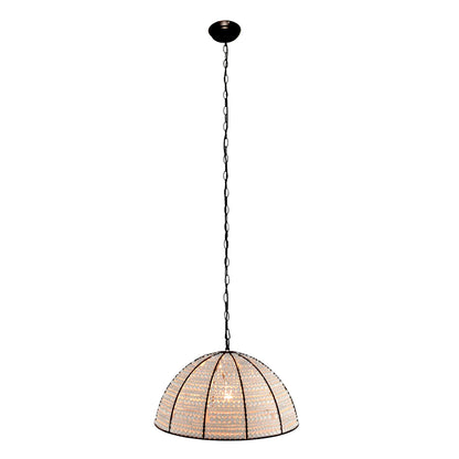 Estelle Beaded Dome Pendant Light - White/Matt Black