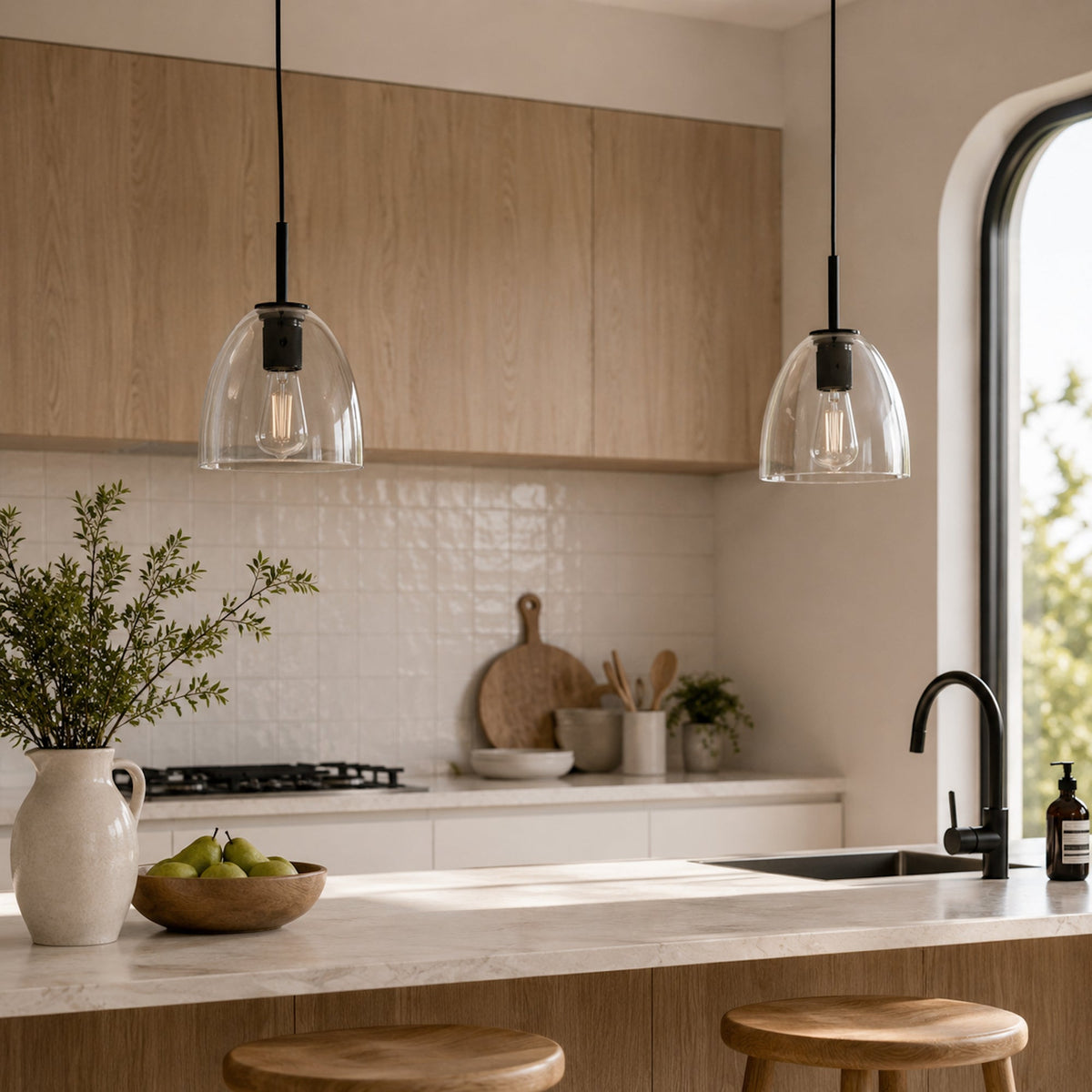 Preston Glass Pendant Light - Black