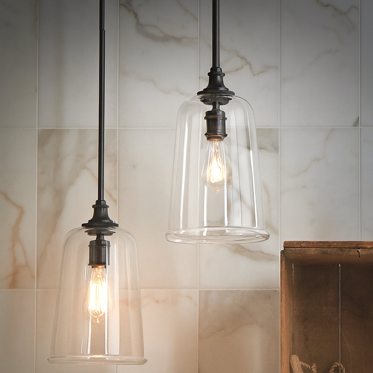 Reece Flared Glass Pendant Light - Black