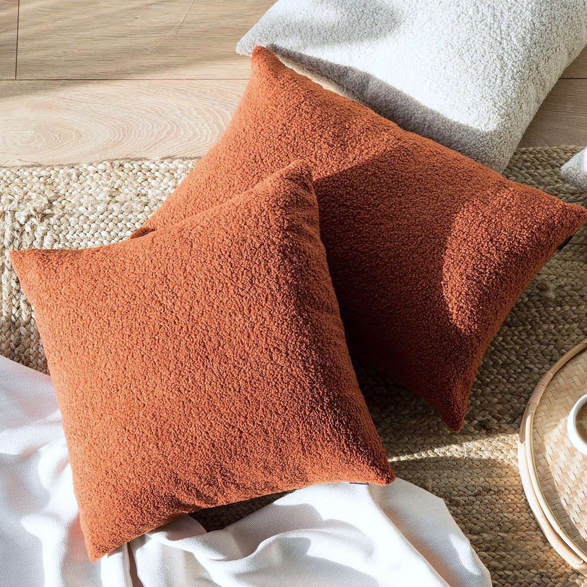 Boucle Teddy Cushion Cover + Insert - Rust
