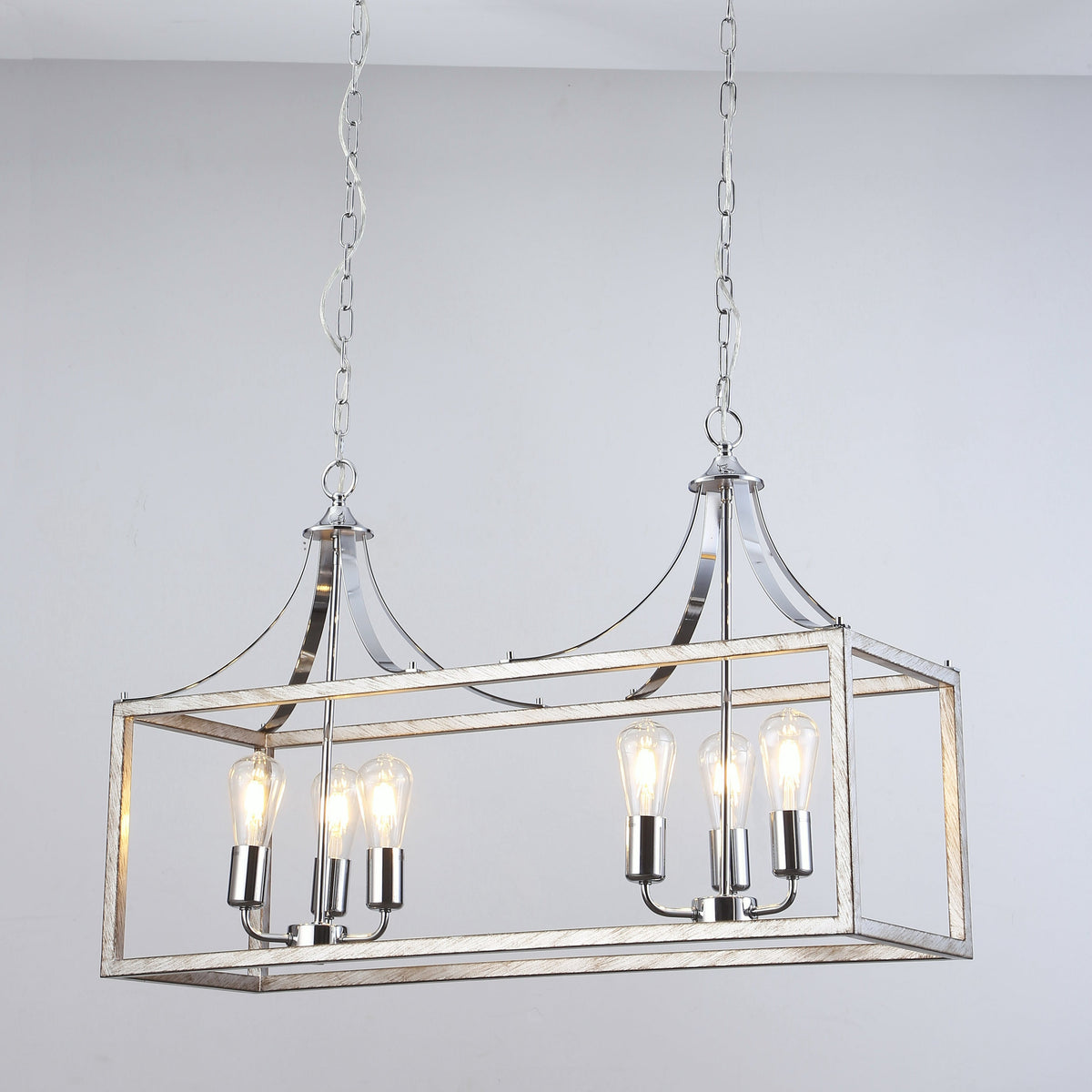 Langham Hampton Style Dining Room Pendant Light - Brushed Chrome