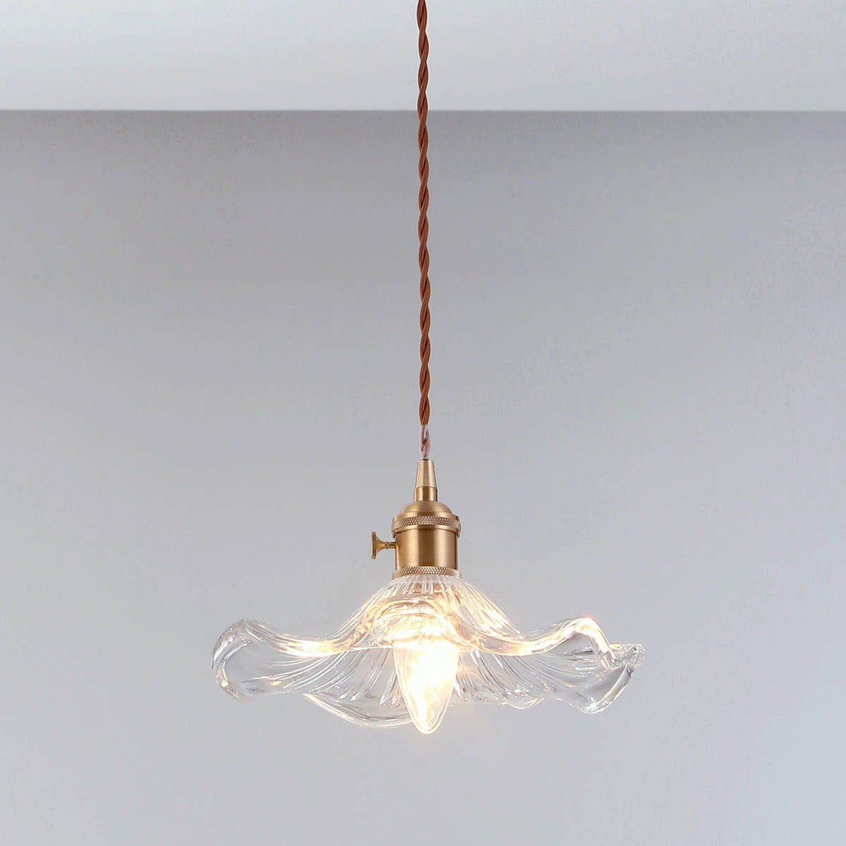 Jenna Vintage Scallop Edge Glass Pendant Light