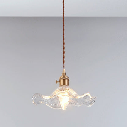 Jenna Vintage Scallop Edge Glass Pendant Light