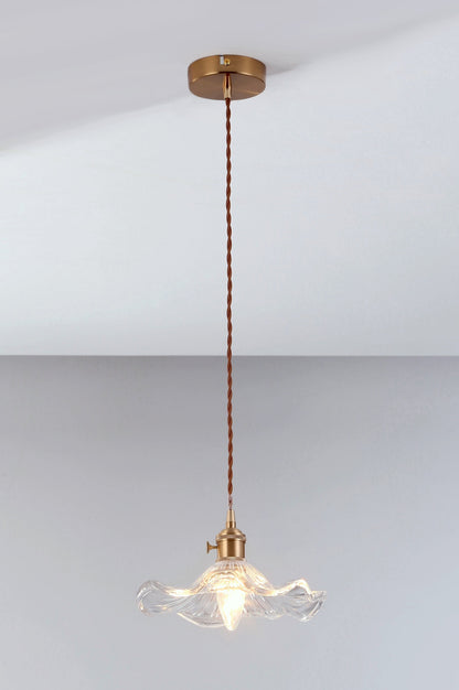 Jenna Vintage Scallop Edge Glass Pendant Light