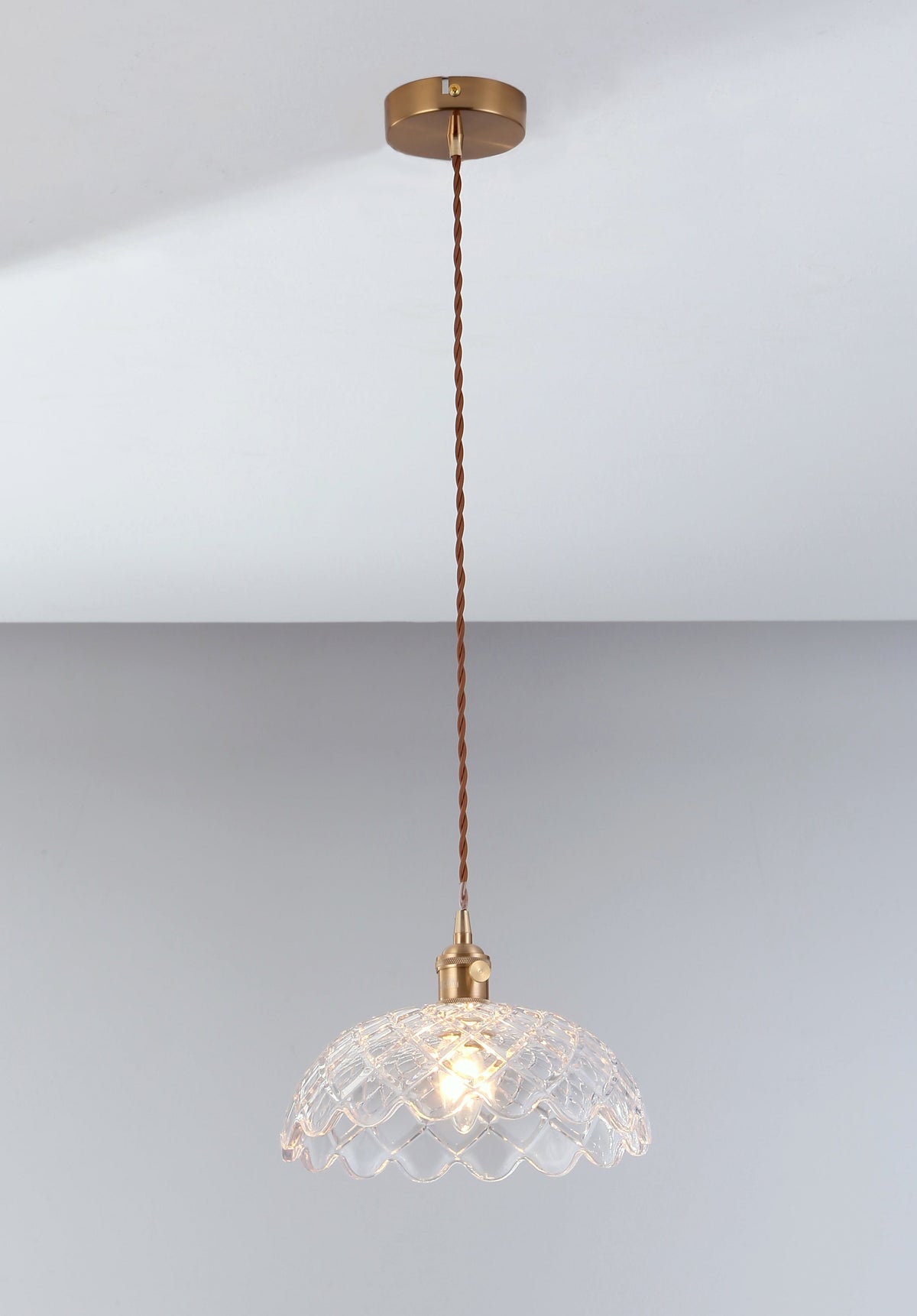 Isabel Vintage Scallop Edge Glass Pendant Light