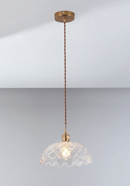 Isabel Vintage Scallop Edge Glass Pendant Light