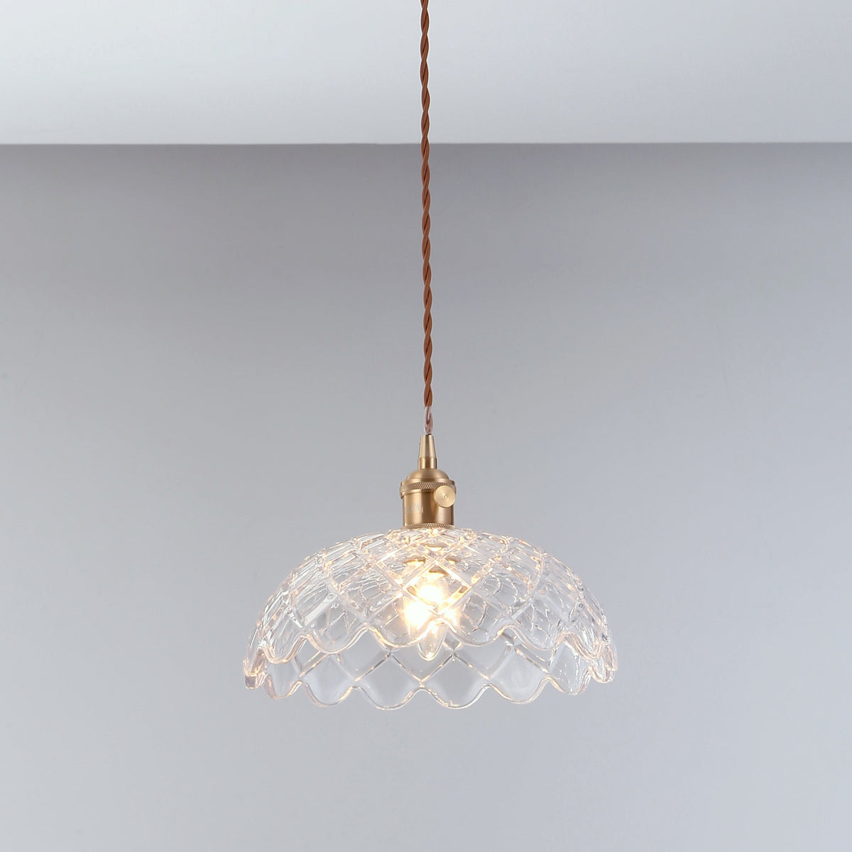 Isabel Vintage Scallop Edge Glass Pendant Light