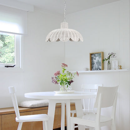 Alice Scallop Rattan Pendant Light - White