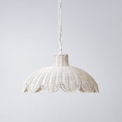 Alice Scallop Rattan Pendant Light - White