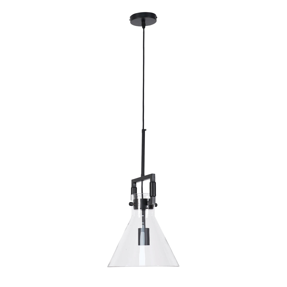 Maya Glass Pendant Light - Black Hardware
