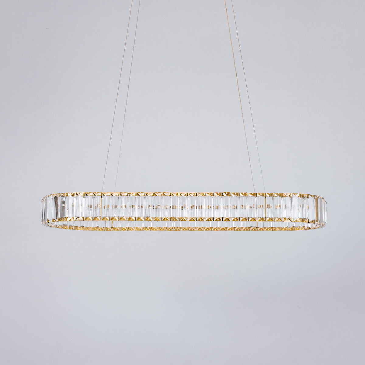 Quivira Oval Crystal LED Chandelier - Gold Hardware