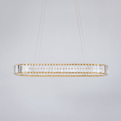 Quivira Oval Crystal LED Chandelier - Gold Hardware