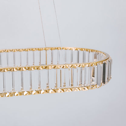 Quivira Oval Crystal LED Chandelier - Gold Hardware