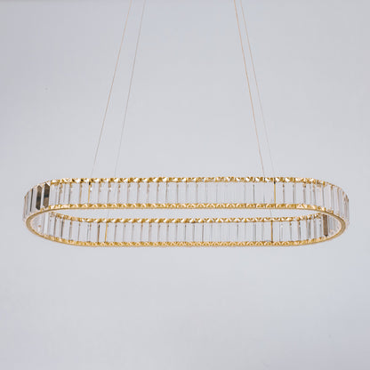 Quivira Oval Crystal LED Chandelier - Gold Hardware