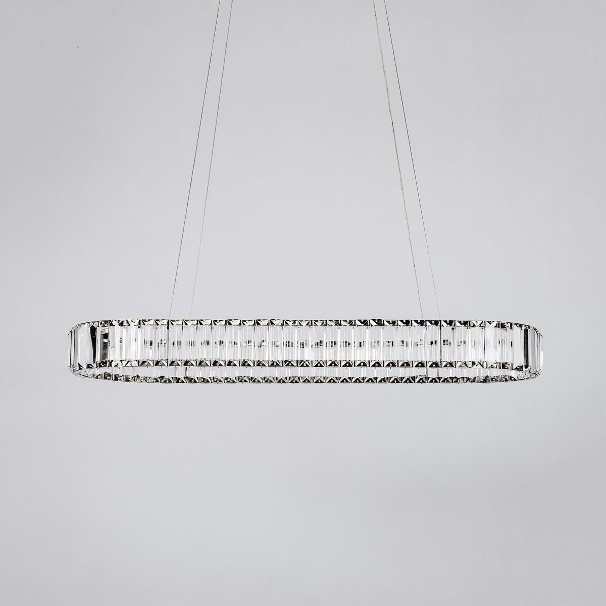 Quivira Oval Crystal LED Chandelier - Black Hardware