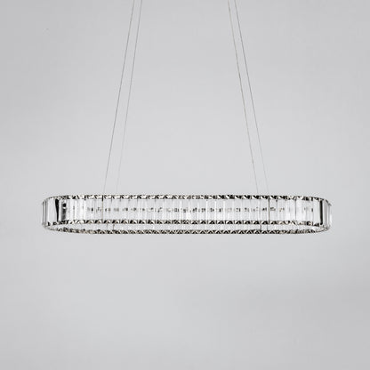 Quivira Oval Crystal LED Chandelier - Black Hardware