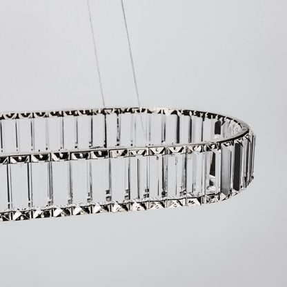 Quivira Oval Crystal LED Chandelier - Black Hardware