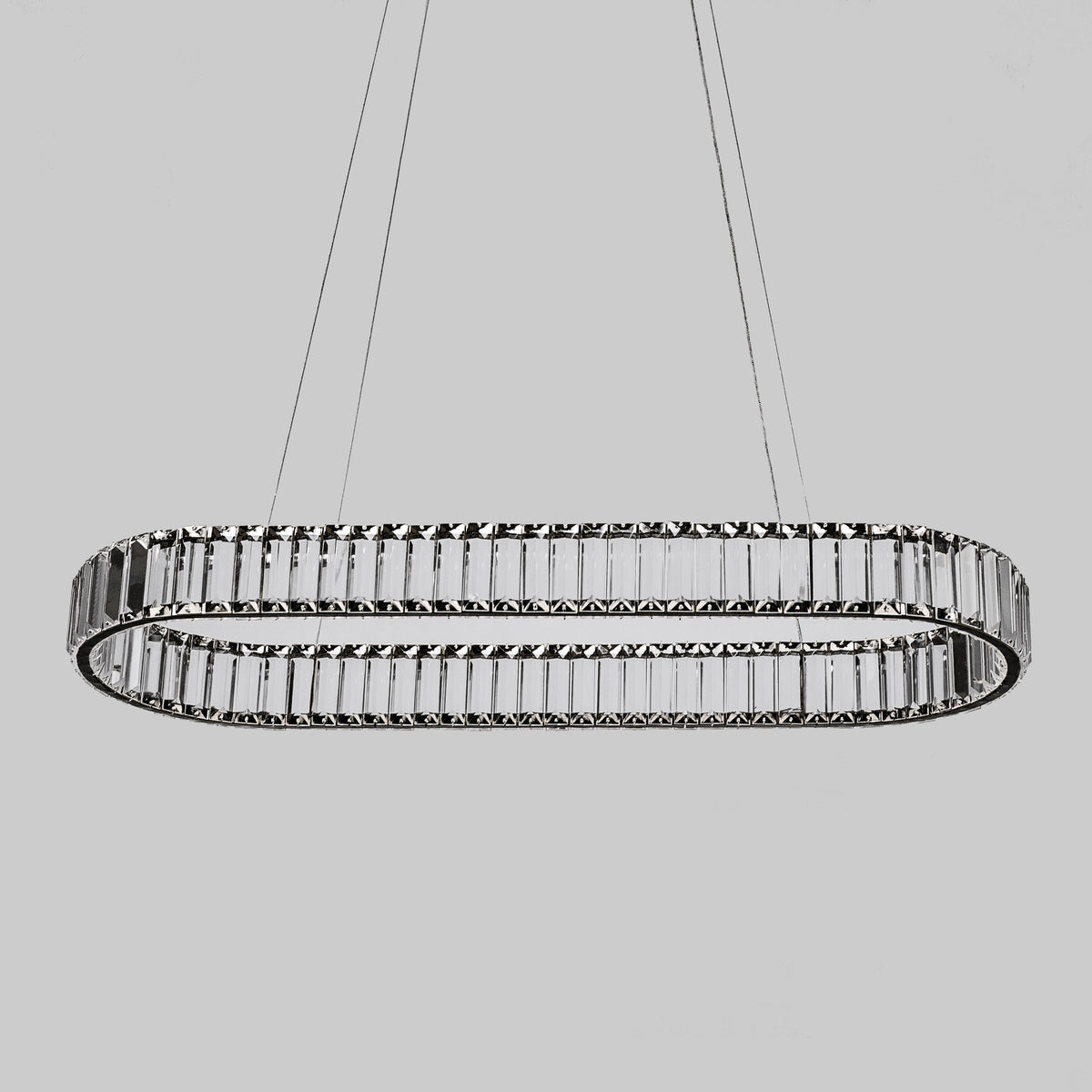Quivira Oval Crystal LED Chandelier - Black Hardware