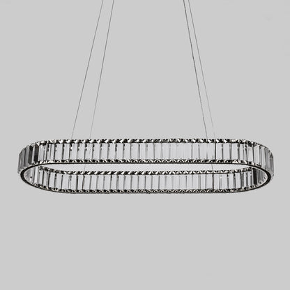 Quivira Oval Crystal LED Chandelier - Black Hardware
