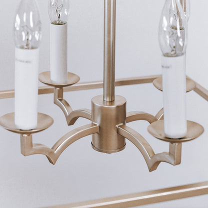 Palazzo Modern Detailed Box Frame Lantern Pendant Light - Champagne Gold
