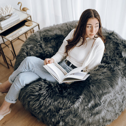 Lush Fur Bean Bag - Charcoal