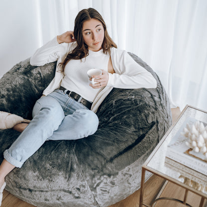 Cloud Plush Fur Bean Bag - Charcoal