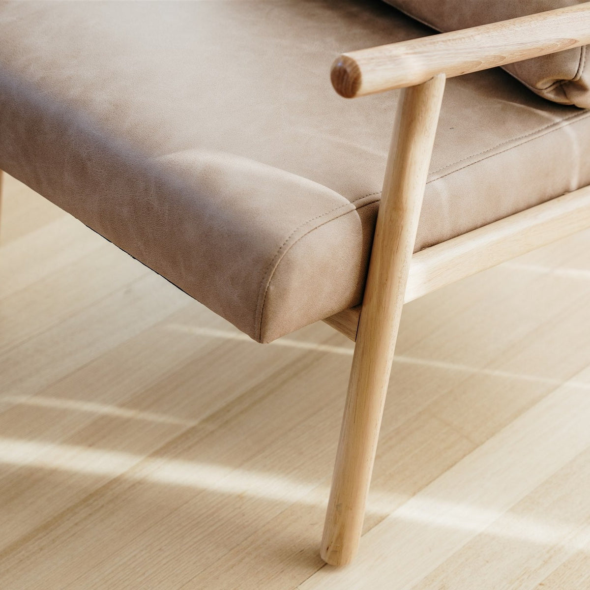 Dallas Vegan Leather Wooden Armchair