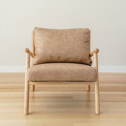 Dallas Vegan Leather Wooden Armchair