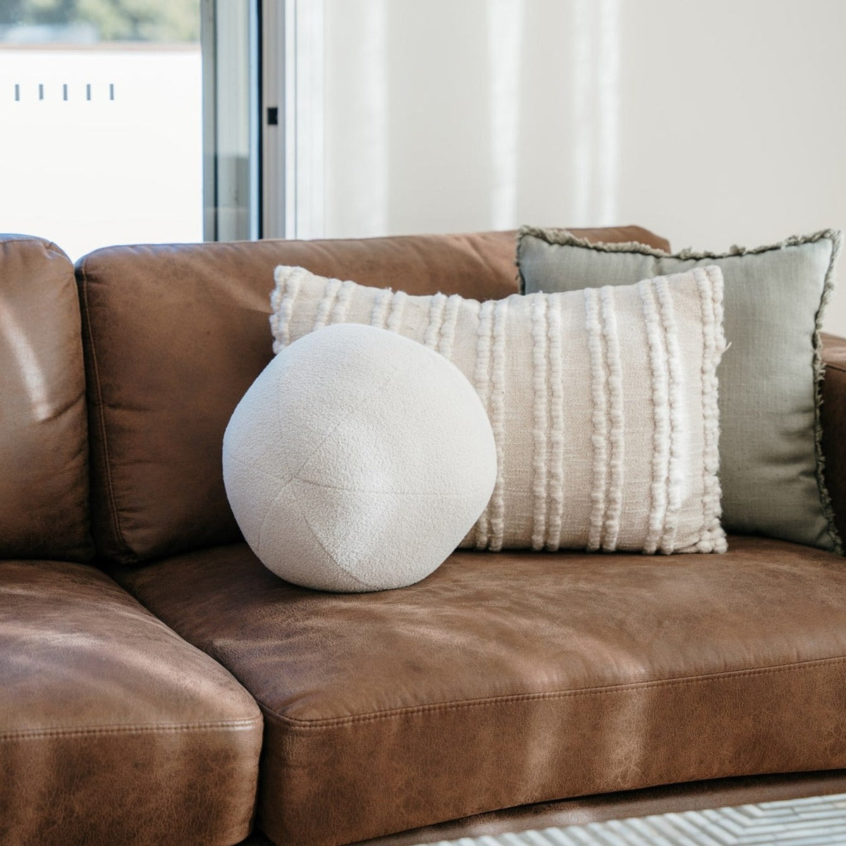 Brooklyn Boucle Ball Cushion - White
