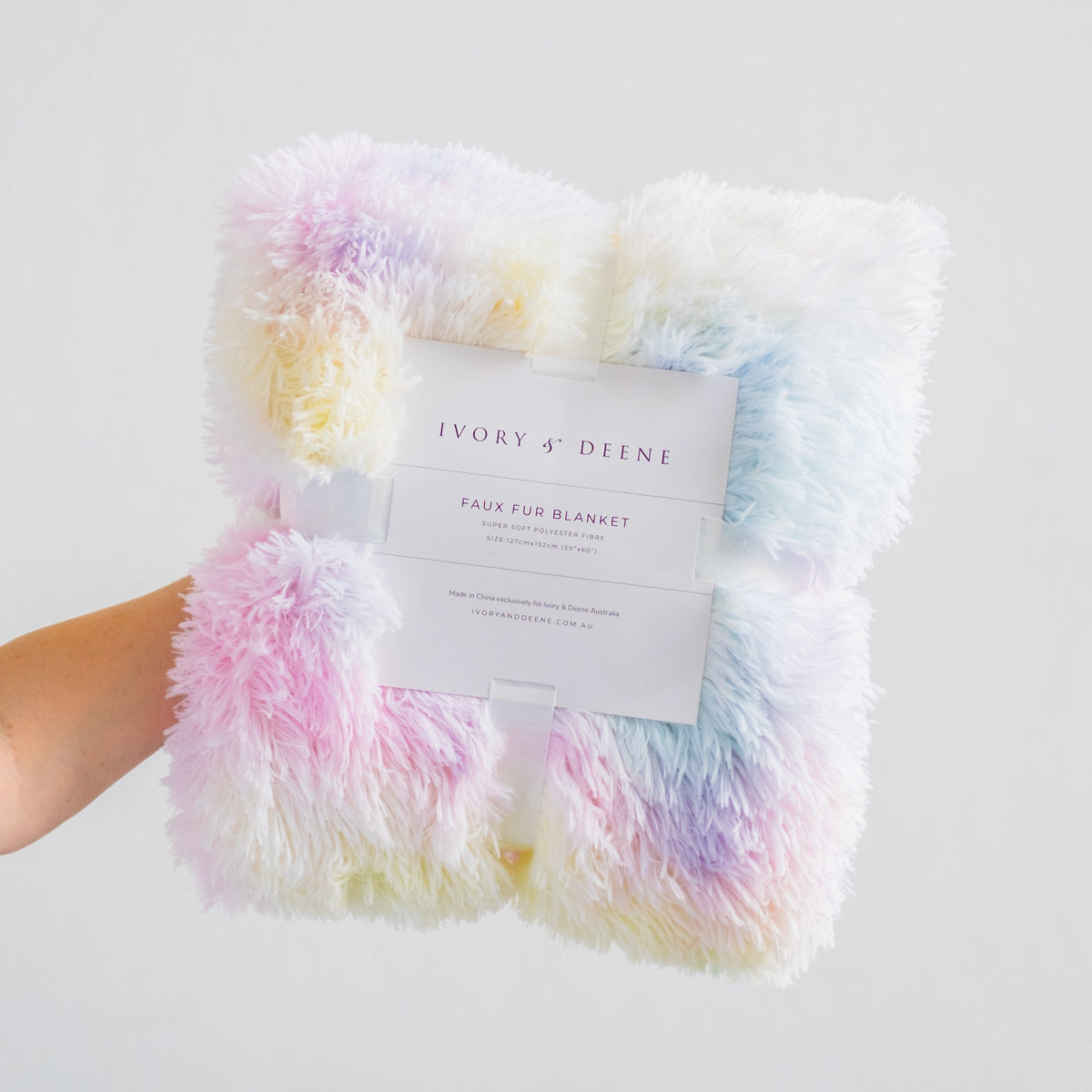 Rainbow Tie Dye Shaggy Fur Unicorn Blanket
