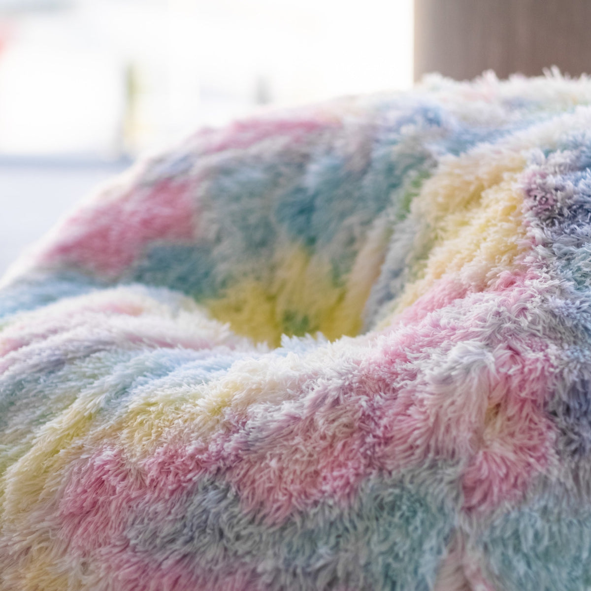 Shaggy Fur Rainbow Tie Dye Bean Bag - Unicorn